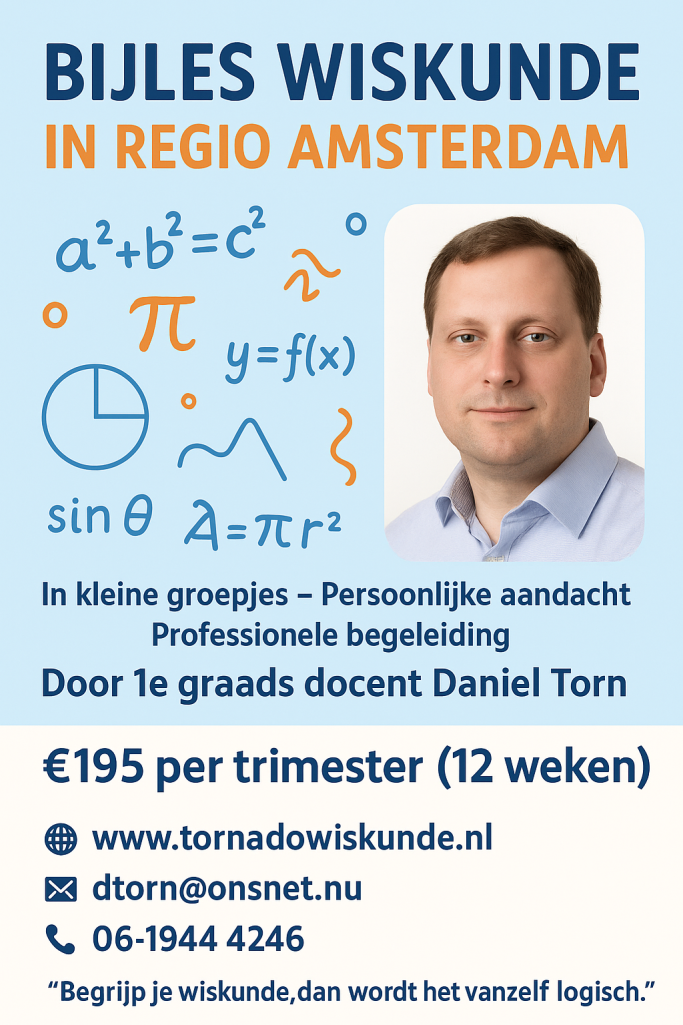 Bijles wiskunde regio Amsterdam Bijles wiskunde flyer